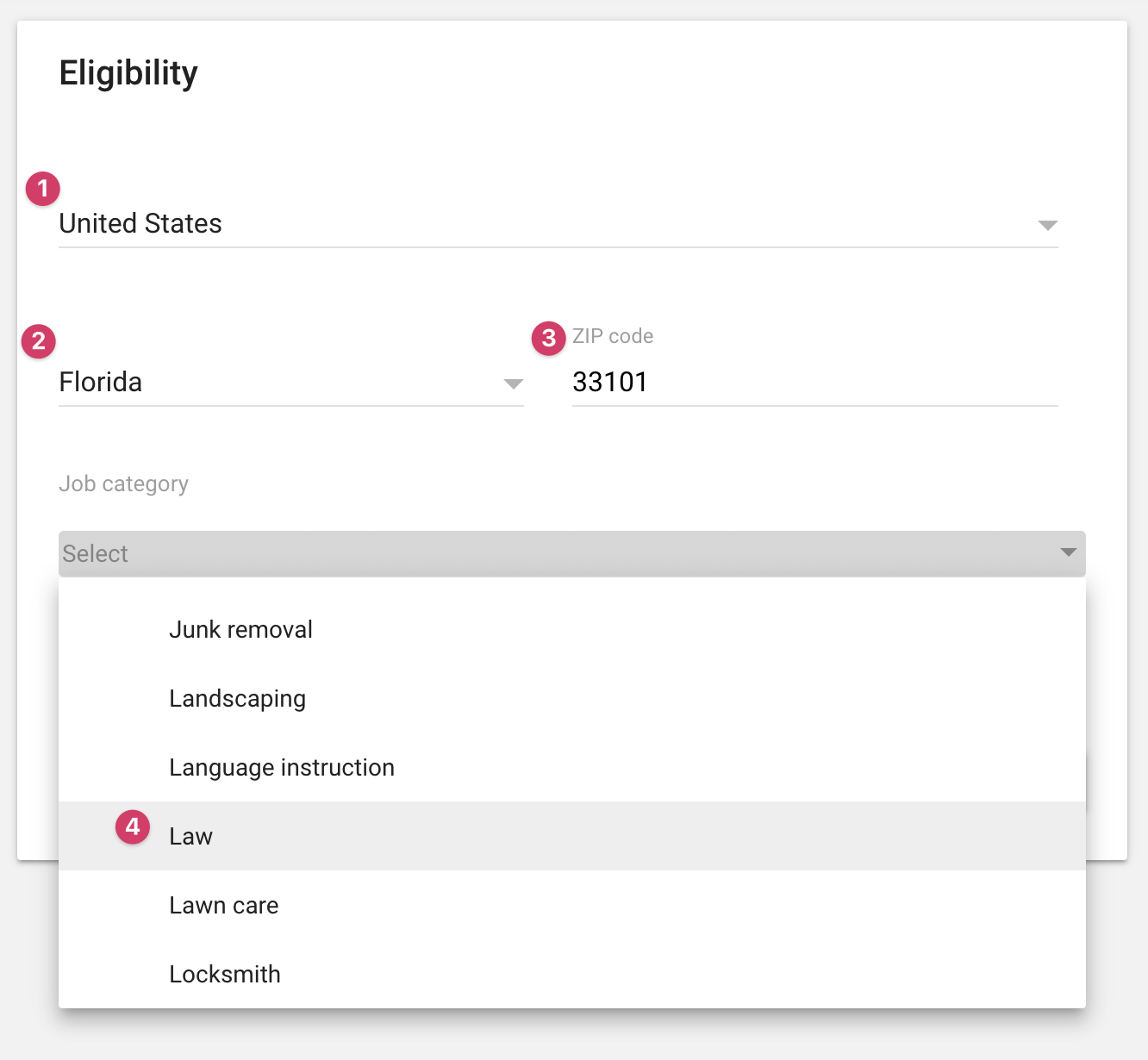 local service ads job category