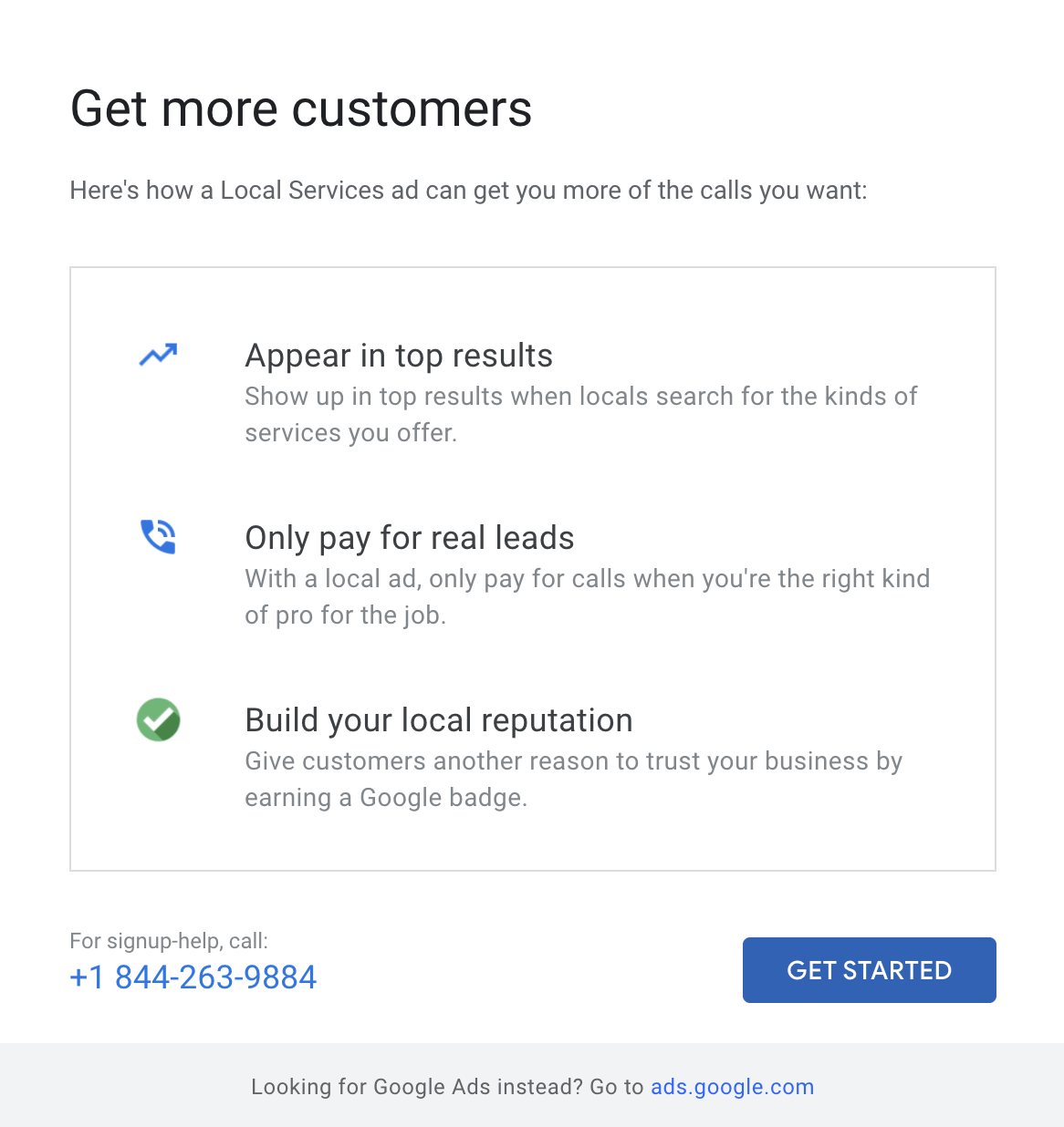 local service ads get started