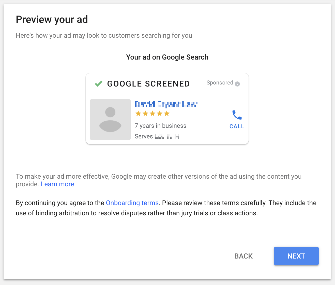 local service ads ad preview