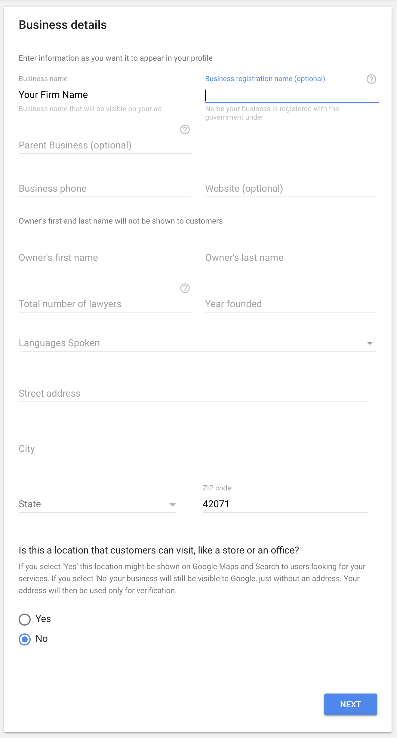 local service ads business information