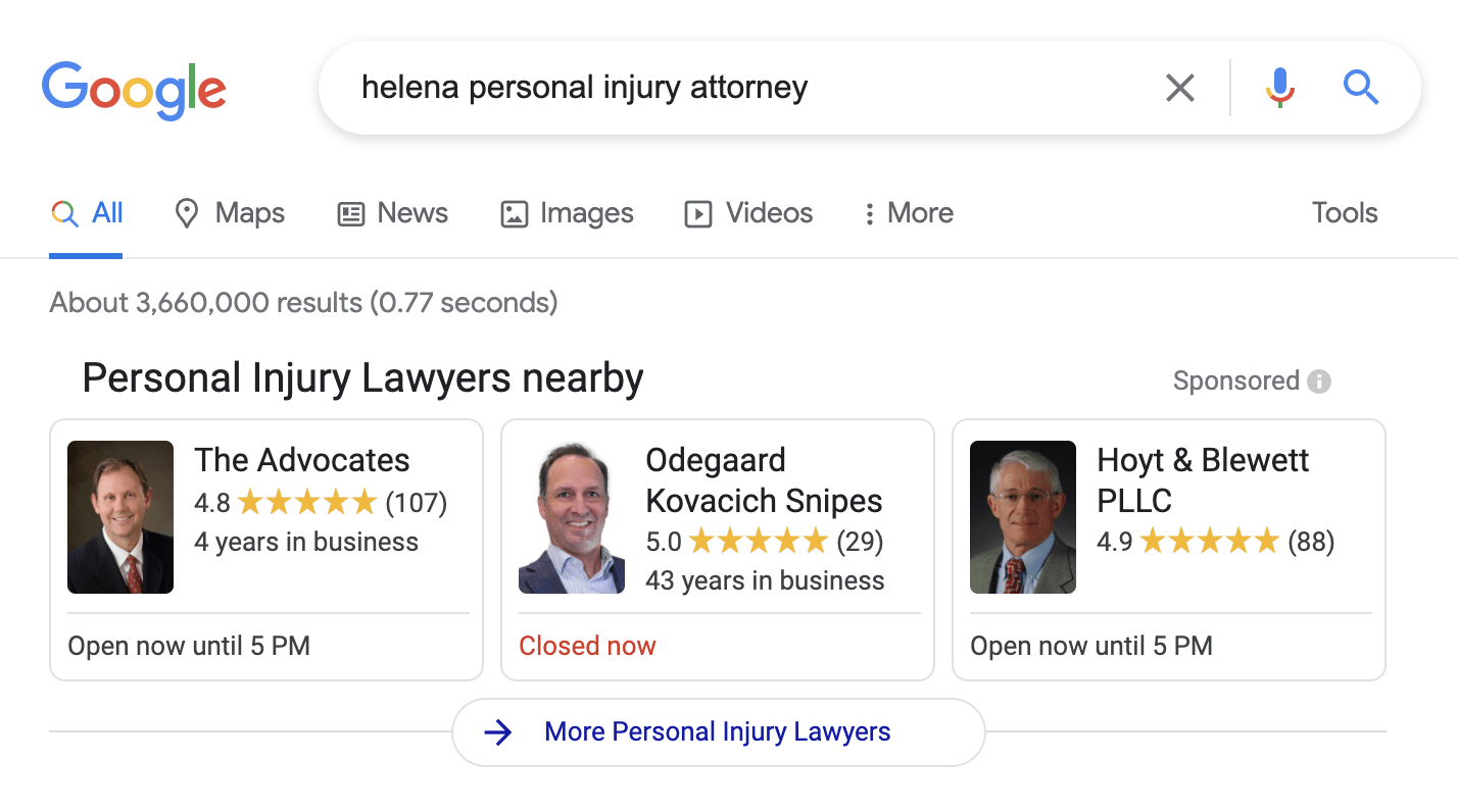 local service ads results