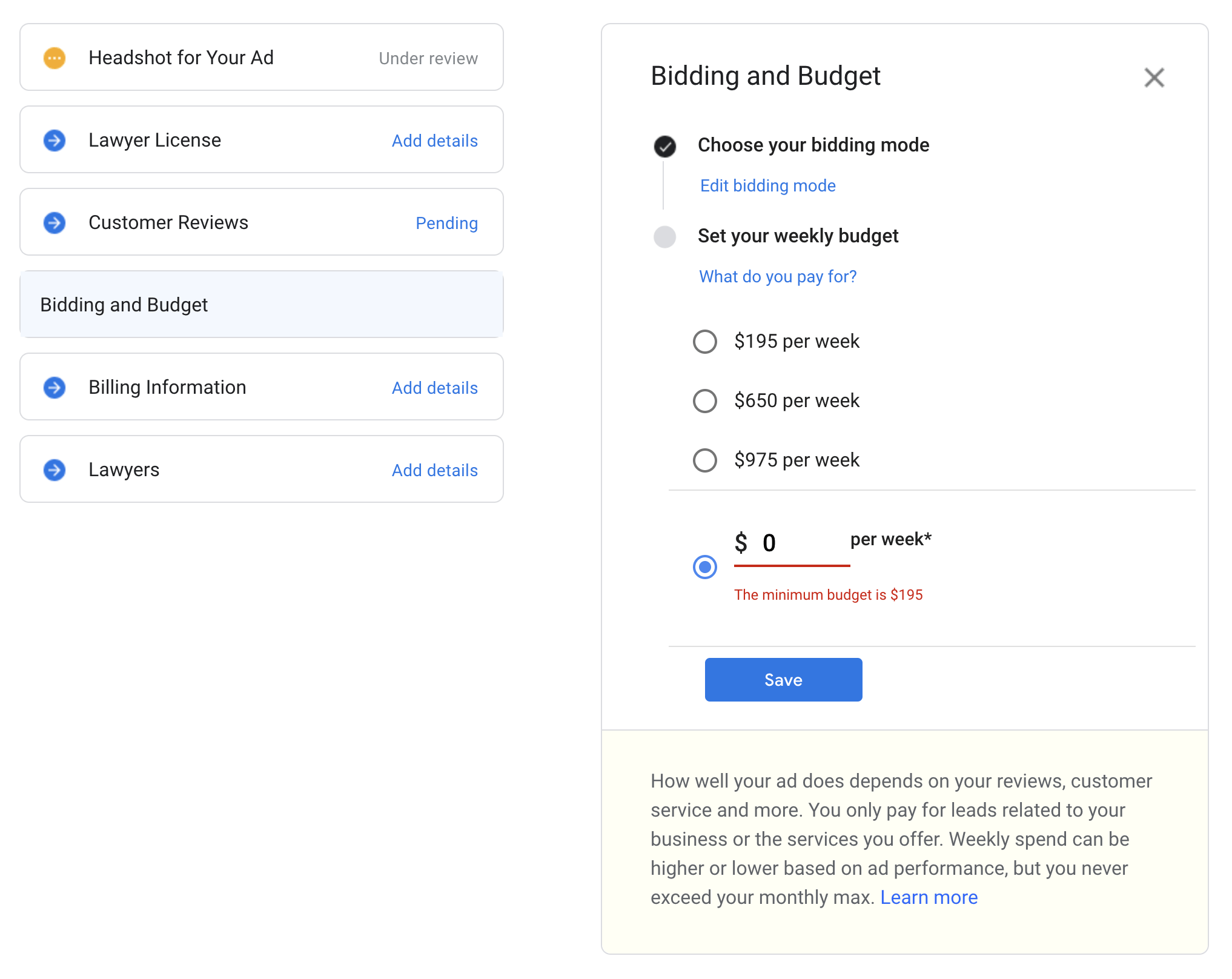 local service ads choosing your budget