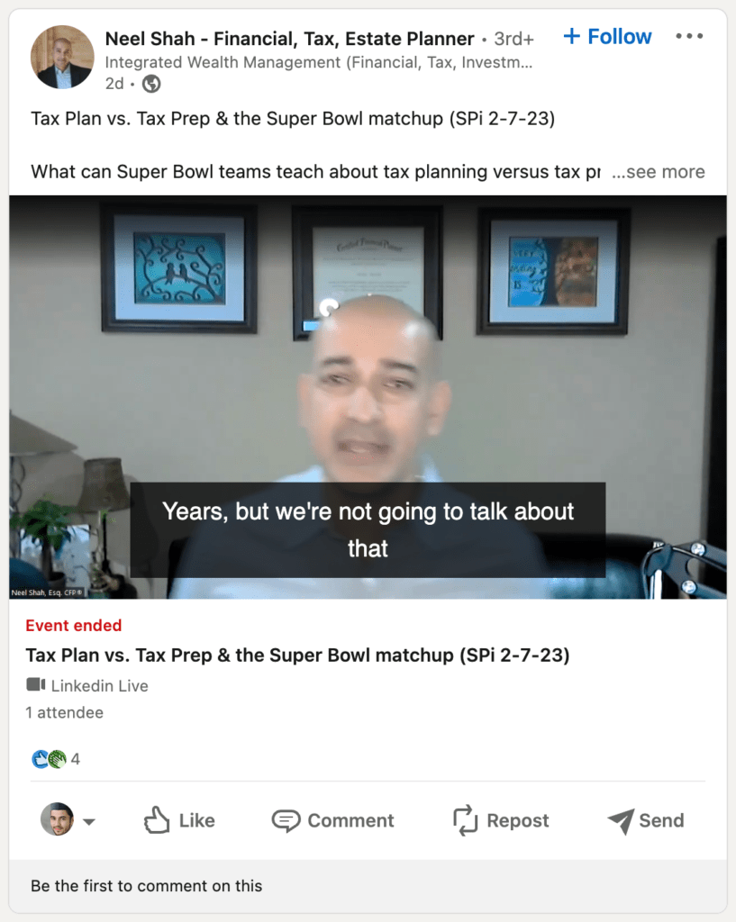 An example of a video by a lawyer on LinkedIn